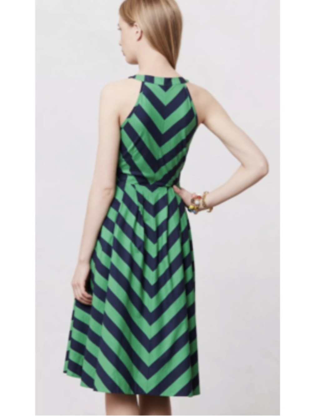 Anthropologie Girls from Savoy Chevron Striped Sleeveless Fit & Flare Dress 2P - Picture 2 of 9